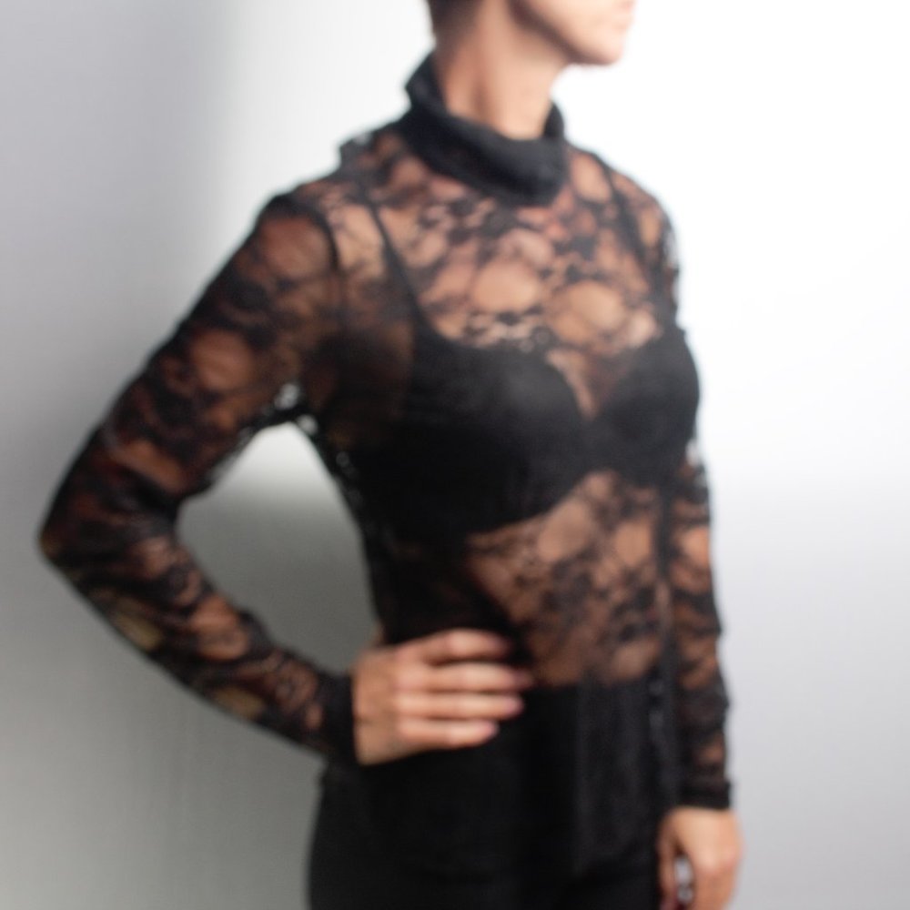 Wild Fable Lace Long Sleeve Sheer Top Women L - Picture 3 of 11